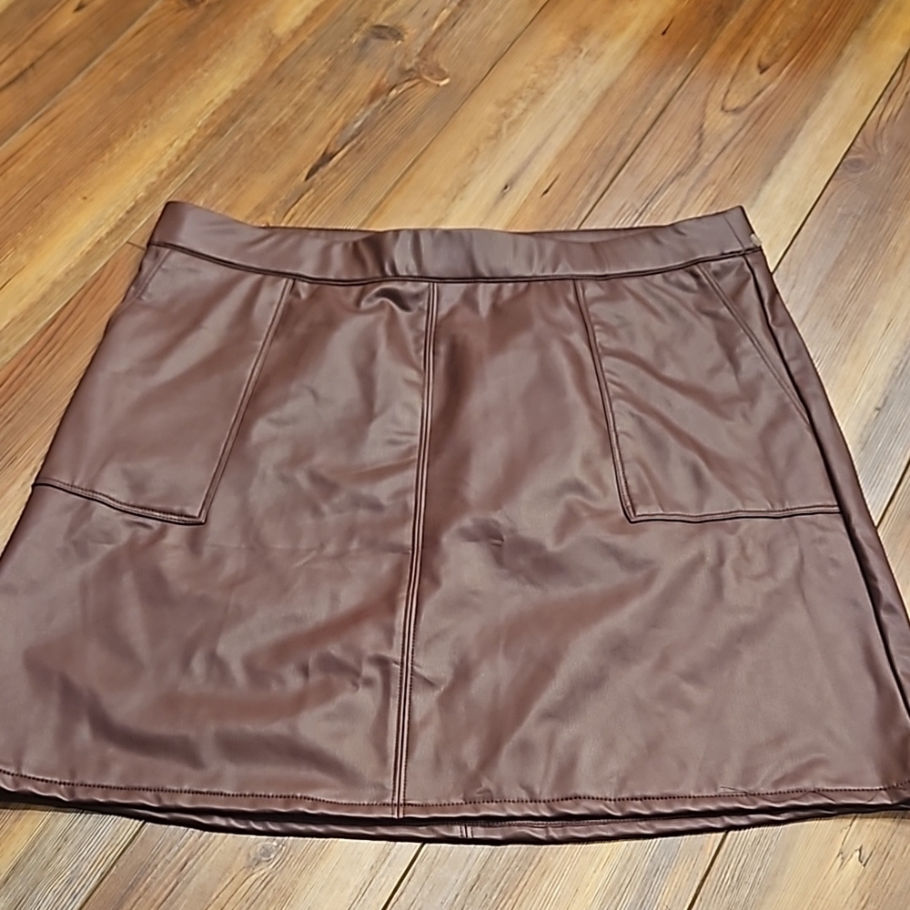 Brown mini a-line skirt for casual night out
